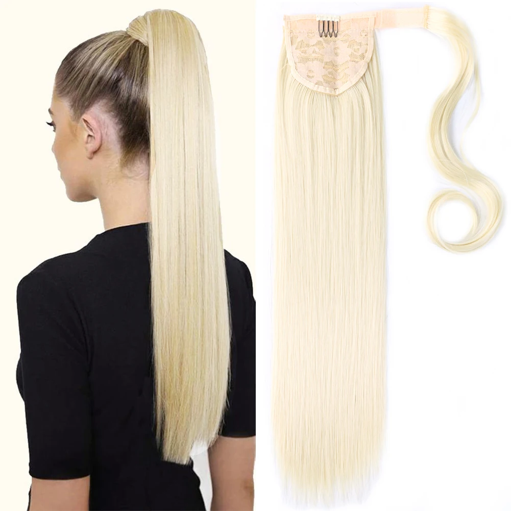 

Belle Show Synthetic Clip In Ponytail Wrap Around Ponytail 22 Inch Long Straight Ponytail Hair Extension Heat Resistant Ponytail