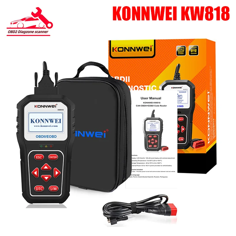 

KONNWEI KW818 Enhanced OBD Car Scanner Support CAN J1850 Engine Fualt Code Read 12V Battery Tester OBD2 Auto Diagnostic Tools