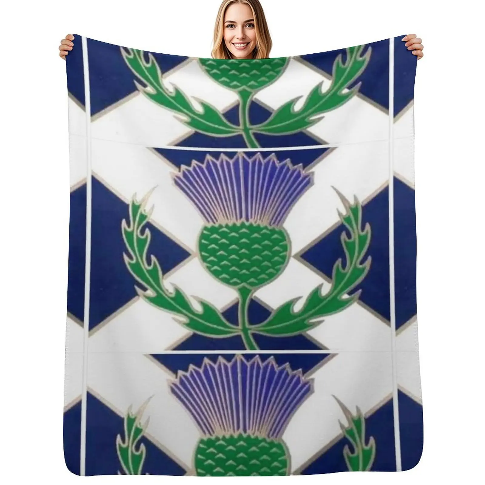 Flag of Scotland and Thistle Throw Blanket Stain Resistant Cozy Warm Blanket