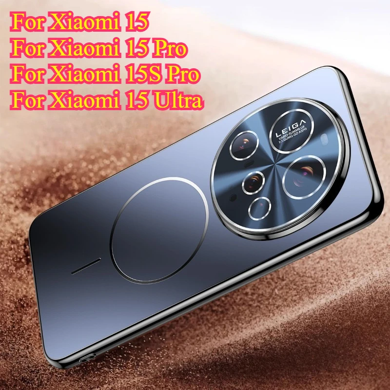 

Для Xiaomi 15 Ultra 15S Pro металлический защитный чехол для объектива Magsafe с беспроводной зарядкой для Mi 14 13 Pro, матовый акриловый жесткий чехол для ПК