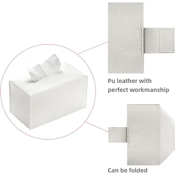 כיסוי לקופסת טישו מעור PU מעודן, מחזיק קופסת טישו מתקפל - מחזיק/ארגונית דקורטיבית למשטח עבודה בחדר אמבטיה 8 best sales מחזיק קופסת טישו מרובעת - №1