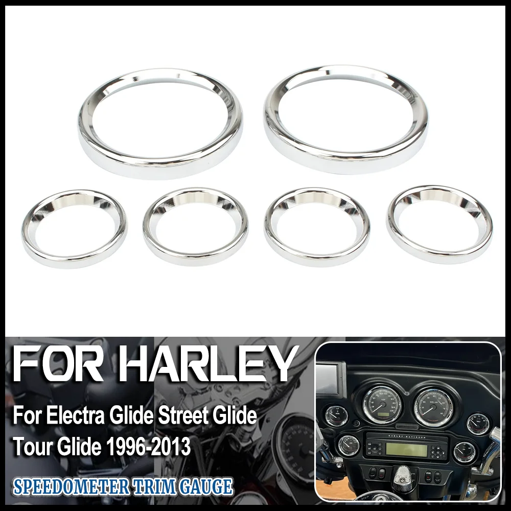 

for Harley Electra Glide Street Glide Tour Glide 1996-2013 Motorcycle Speedometer Trim Gauge Bezel Cover Kit Instrument Rings