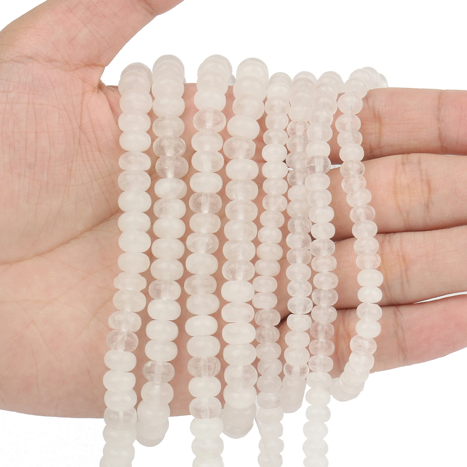 6/8mm Natural Gemstone White Moonstone Abacus Beads Loose Spacer Beads for Jewelry Making DIY Charm Bracelets Necklace Accessory