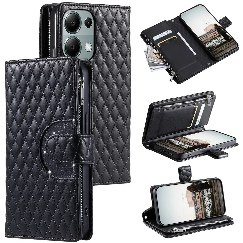 

Flip Case For Xiaomi Redmi Note 14 Pro Plus 5G 4G 2025 Crossbody Leather Zipper Wallet Funda for Redmi Note 14 Pro Luxury Cover