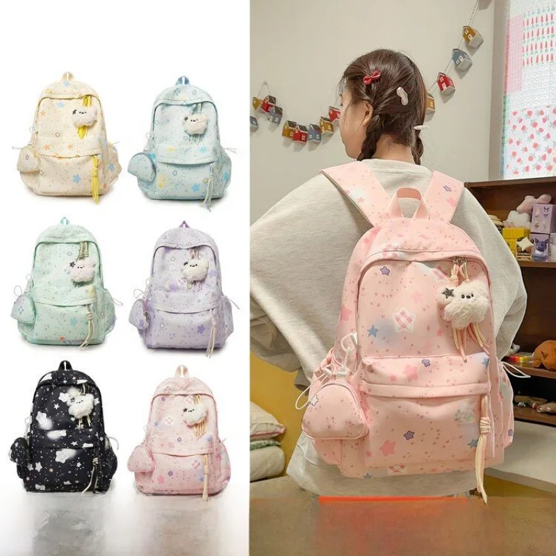 High Aesthetic Value Lightweight Dual-Shoulder Backpack for High School Girls Large Capacity Reduced Burden School Bag
