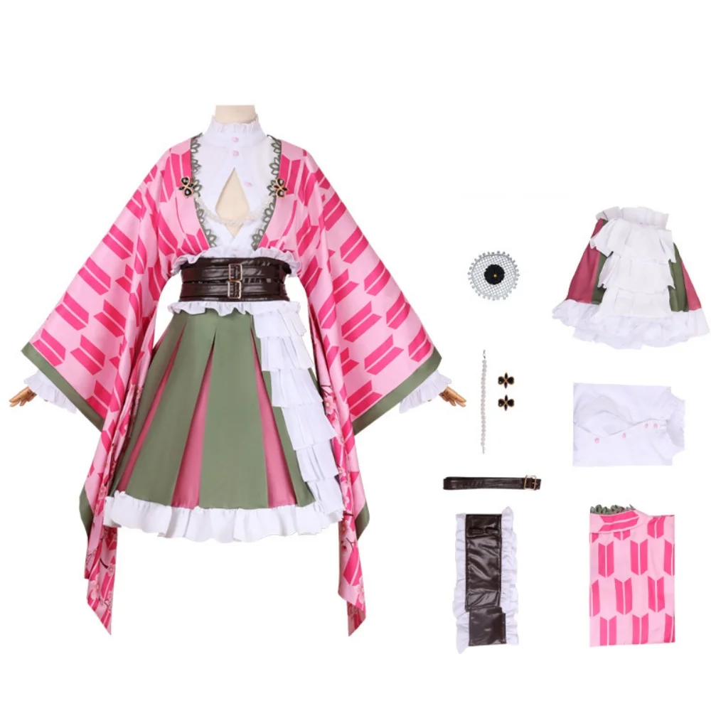 Anime Mitsuri Kanroji Cosplay Costume Mitsuri Kanroji Costume Wig Outfits Halloween Party view 5