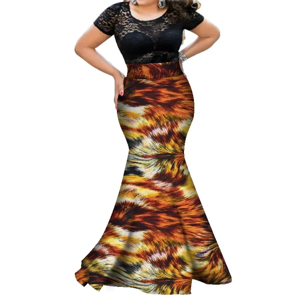 African Skirts for Women African Print Cotton Long Mermaid Skirts Traditional Africa Clothing High Waist Women Skirts WY5609