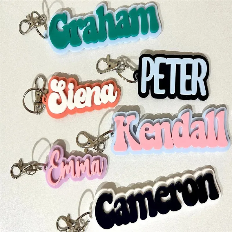 

Custom 3D Name Keychain Personalization Acrylic for Kids School Bag Tag Diaper Lunch Box Tag Gifts for Kid Backpack Name Tag