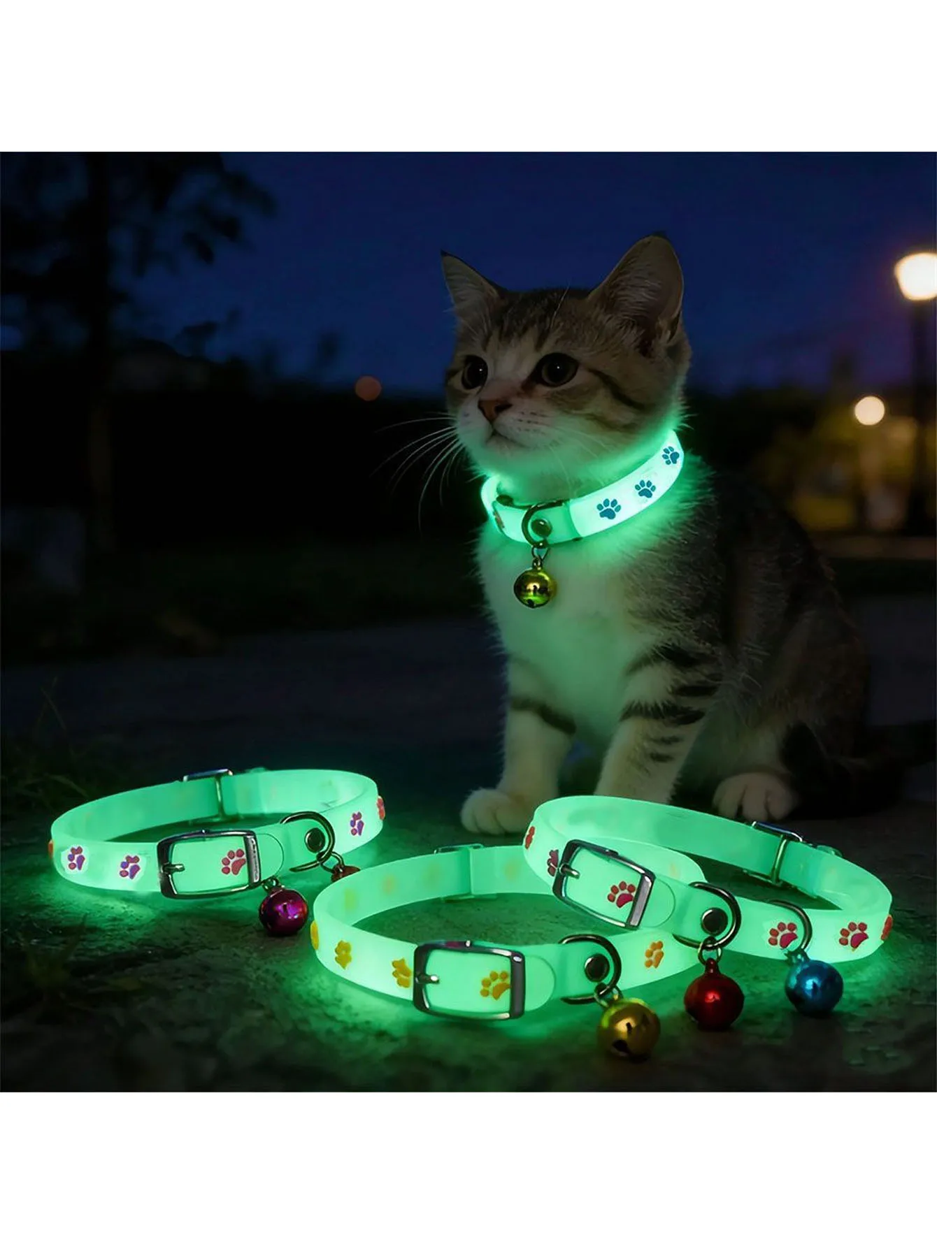 1 Pc 29cm Pet Collar, Night Glowing Cute Pet Collar - Illuminated Collar with Paw Prints, Suitable for Small Dogs and Cats