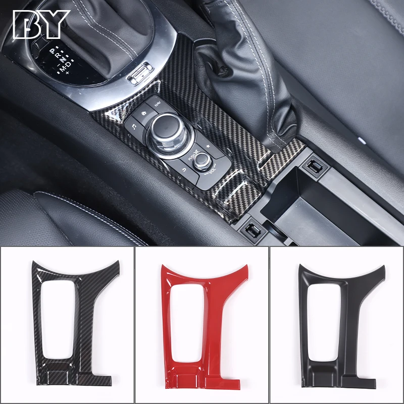 

For Mazda MX-5 2016-2023 ABS Carbon Fiber Car Handbrake Panel Frame Central Media Button Cover Sticker Car Accessories