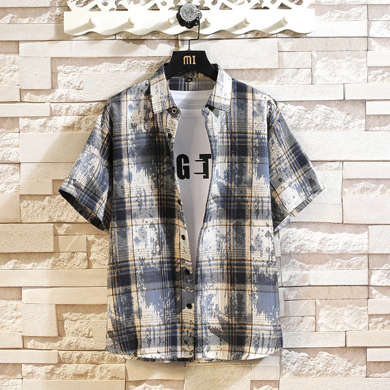 

Casual Short Sleeve Shirt Men's Streetwear Fashion Blouse Streetdress Hombre Male Clothing Summer Camisa Men's Shirts New Youth