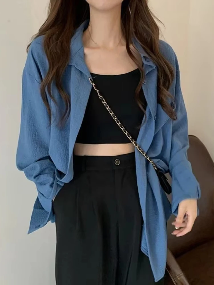 

Lazy Style Women's Shirt And Blouse Solid Promotion Korean Streetwear Beautiful In Promotions Elegant Chic Loose Female Tops