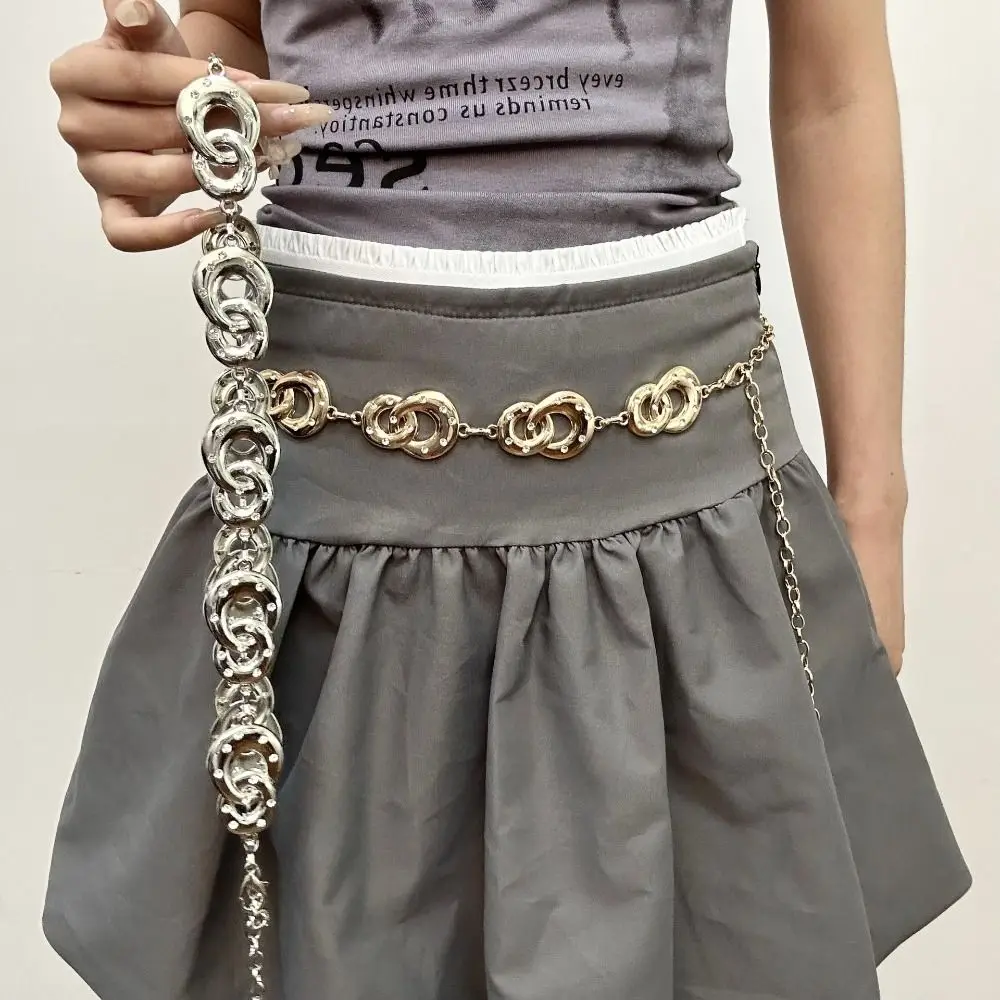 

Elegant Metal Circular Ring Waist Chain Belly Chain Jewelry Accessory Bohemian Body Chain Waistband Gold/Silver Dress Belt Chain