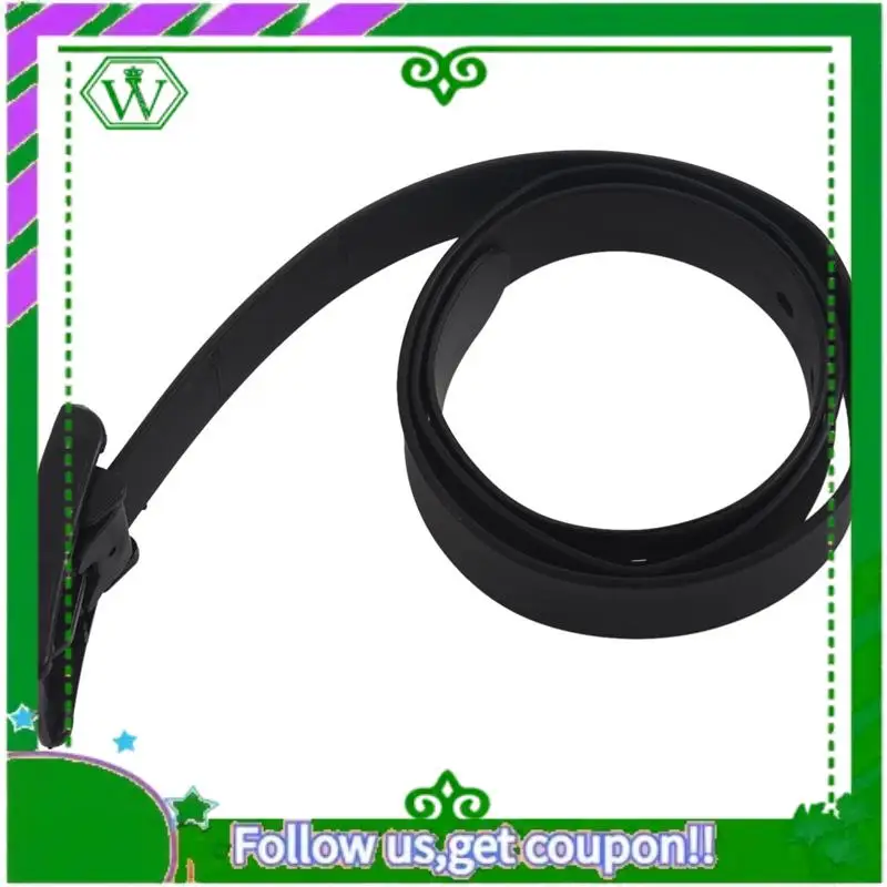 A18P-4X Sabuk Silikon Pria Wanita Gesper Plastik Karet Gaya Kulit Polos Dapat Disesuaikan-Hitam