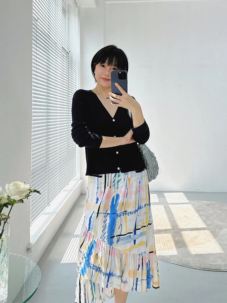 

Юбка с высокой талией, эластичная, асимметричная, с кружевной отделкой, летняя, в стиле Doodle Sugar Skin Poetry And Youth