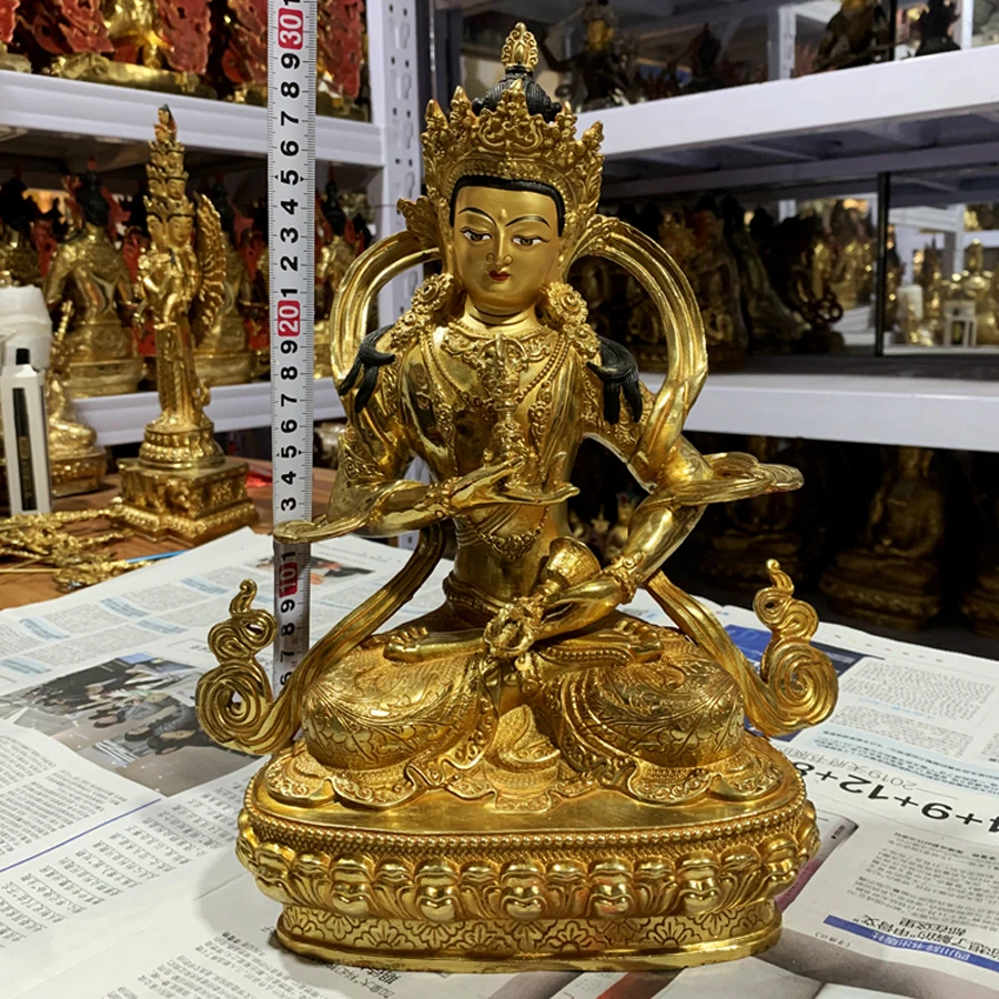 30CM Asia Buddhism HOME temple good buddha statue bless safe healty luck Gilding Vajrasattva Vajra Sakyamuni buddha statue