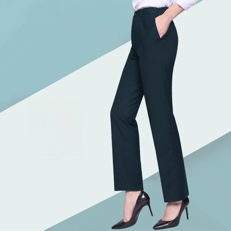

Women's Uniform Pants Navy Workwear Straight Leg Suit Pants Formal Trousers Postal Service Green Blue mid Waist Zipper
