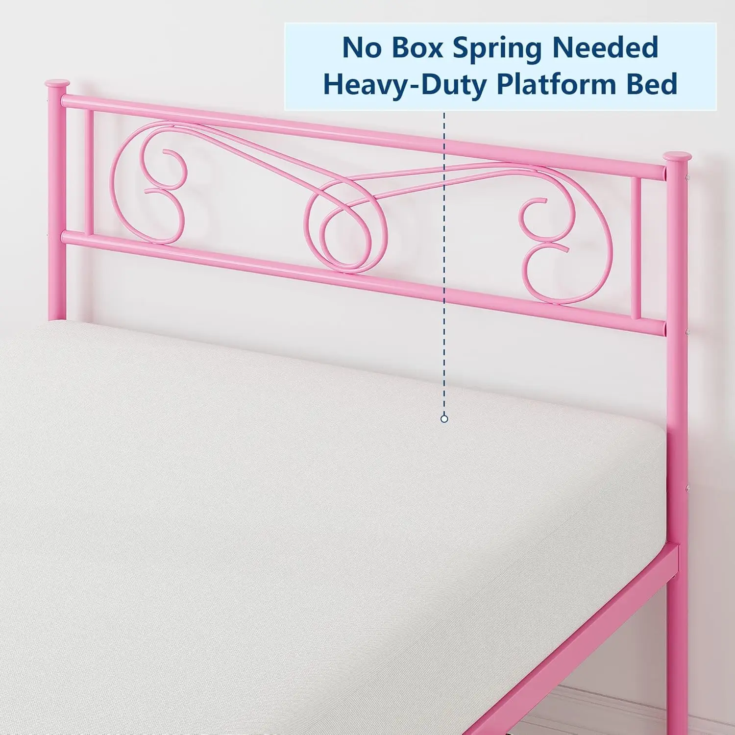 Twin Size Bed Frames with Headboard and Footboard Twin Metal Bed Frame for Kids 12.2-inch Under Bed Storage Steel Slats Support