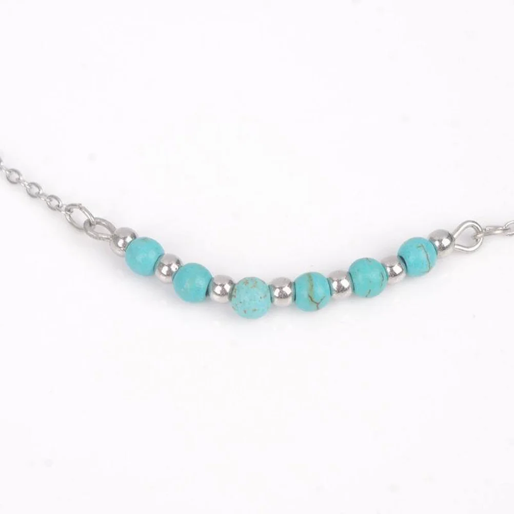

Multilayer Turquoise Beads Necklace for Women Ethnic Leaf Tassel Coin Pendant Chain Jewelry Gift Silver Chain Necklace