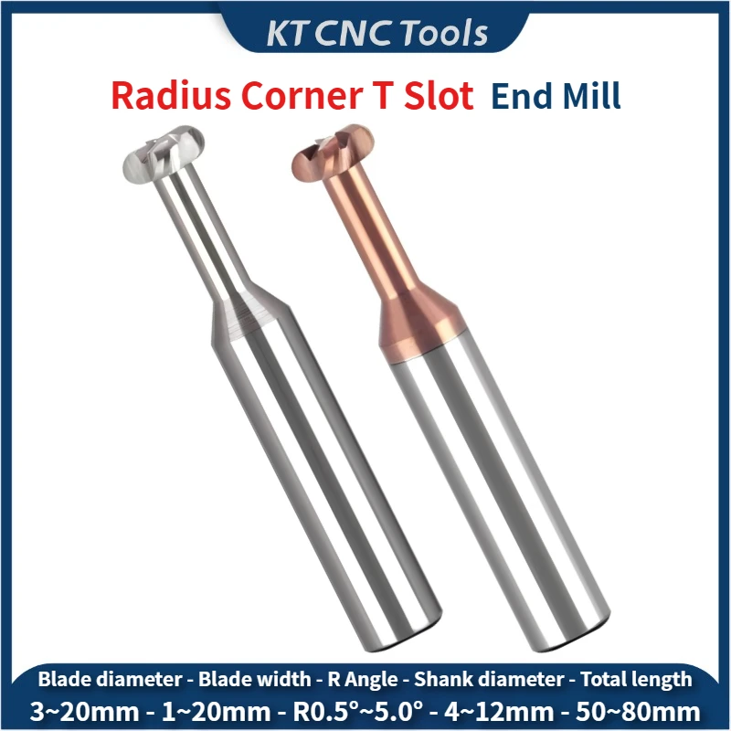 

KT CNC Radius Corner T Slot End Mill CNC Carbide Cutter Concave Arc Machining Steel Aluminum Tool 6mm R0.5 R1 R1.5