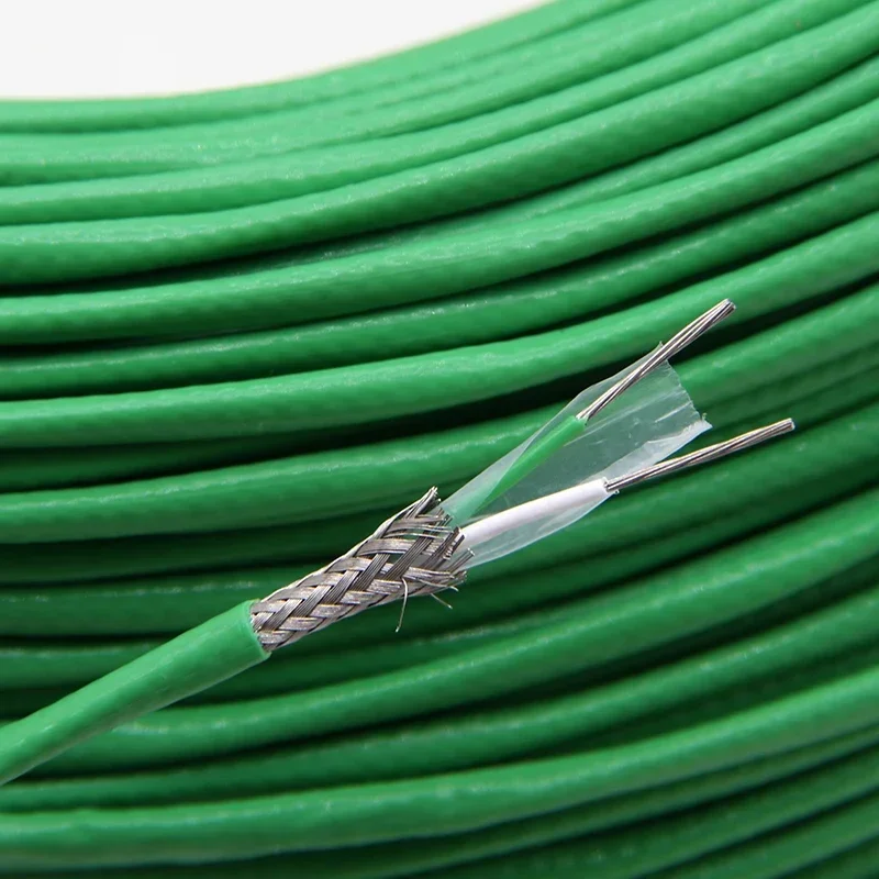 1/5/10M Thermocouple Wire K T N S Type 2 Cores PTFE Insulator Shielded Line High Temperature Measuring Compensation Cable