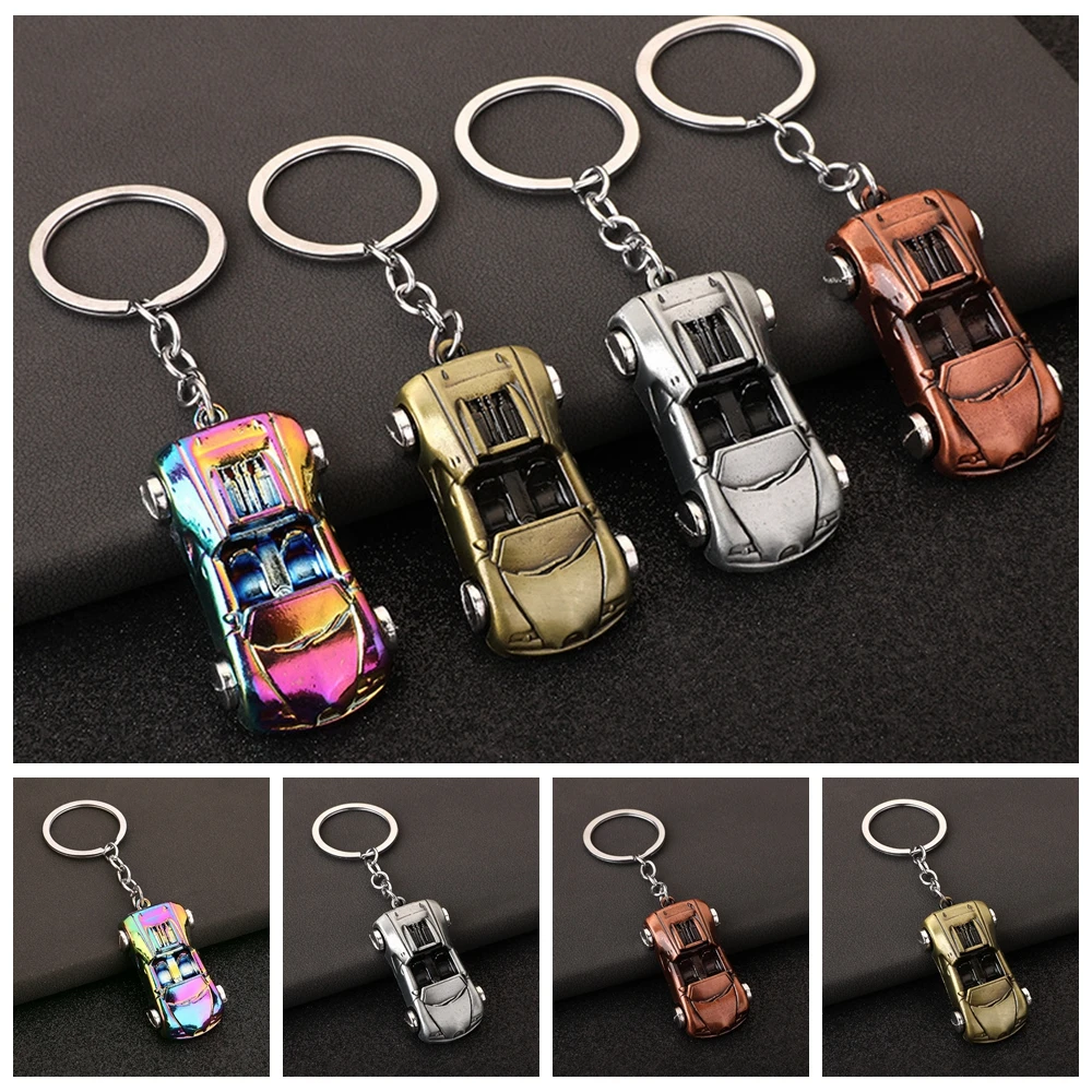 1 PCS Simulation Car Model Keychain Creative Colorful Sports Car Shape Bag Pendant Durable Metal Key Holder