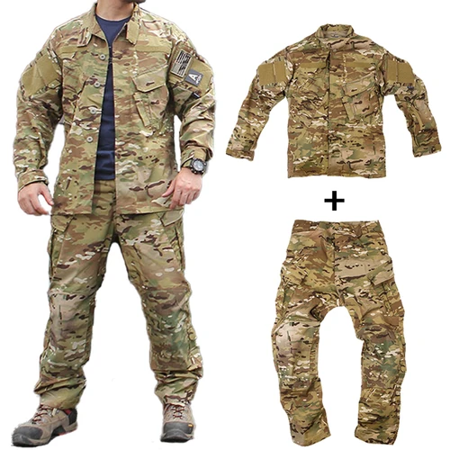 Emersongear 필드 전술 셔츠 바지, R6 유니폼 세트, BDU 훈련 공격복, 전투 의무 카고 바지, 사냥 하이킹