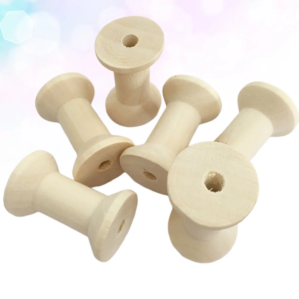 10 Pcs Sewing Thread Holder Weaving Bobbins Empty Spools Embroidery Wire Clips Wood Craft to Weave