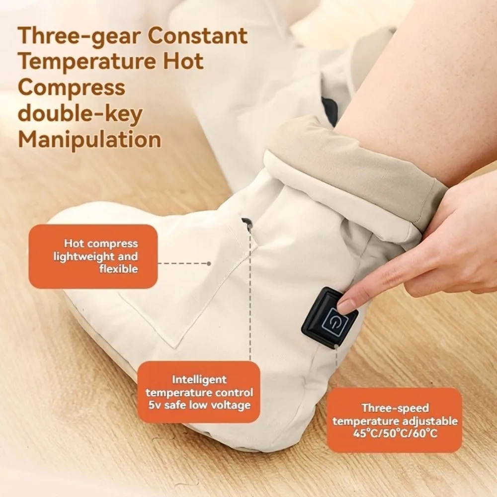 Electric Heating Heated Foot Warmer Boot Thermal Adjustable Heated Ankle Wrap Hot Compress Breathable Heated Foot Sleeve Winter