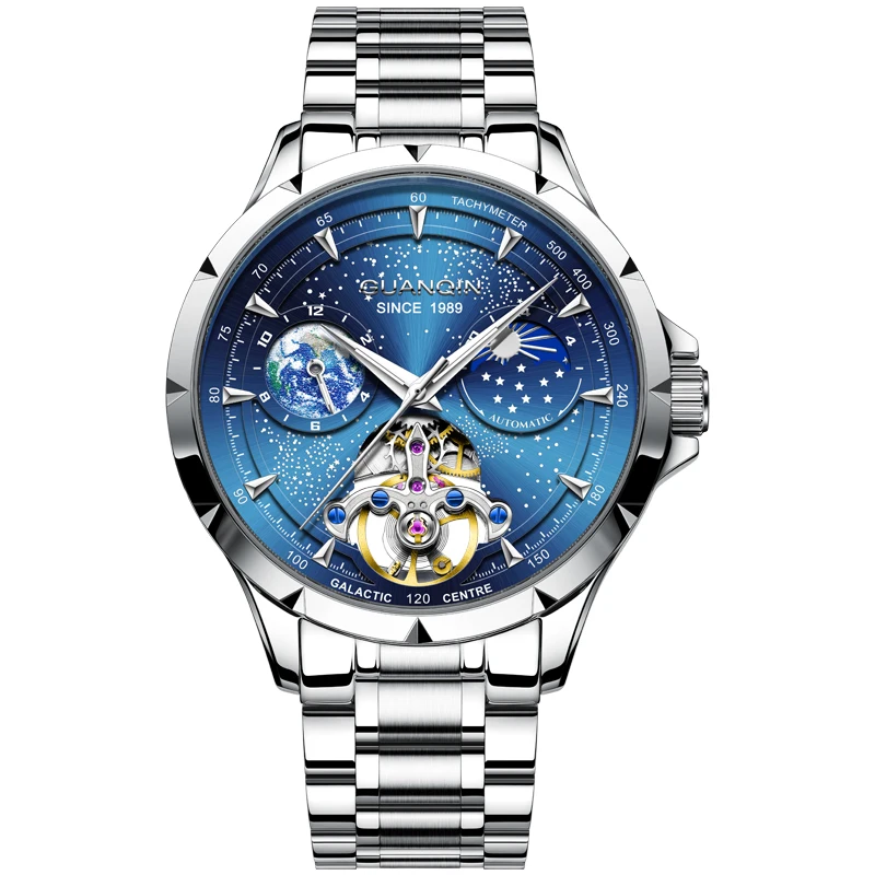 GUANQIN Men's Watches Classic Fashion Luminous Starry Sky Dial Original Brand Automatic Mechanical Wristwatch for Man Waterproof