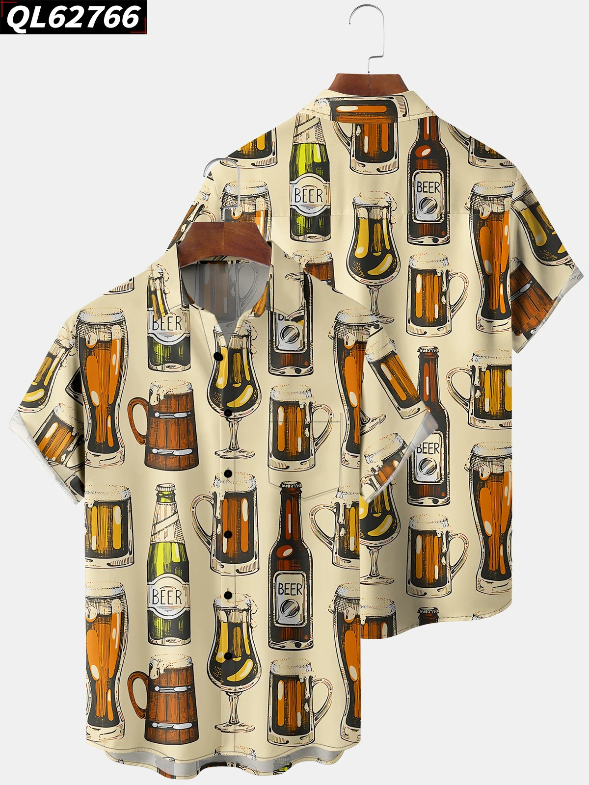 Camisa Masculina Summer Hawaiian Men's Shirts Short Sleeve Button Tops Party It's Beer O'clock High Quality Vacation Clothing