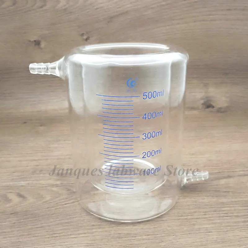 1pcs 50ml to 1000ml Laboratory Jacketed Borosilicate Glass Beaker Double Layer Beaker for Photocatalytic reactor