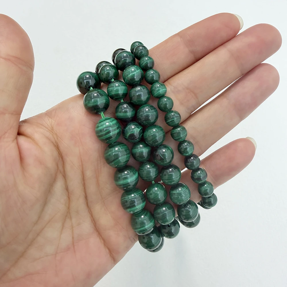 Genuine Semi-precious Natural Zambia Green Malachite Stone Round Loose Beads 4 6 8 10 12MM Pick Size Jewelry Making