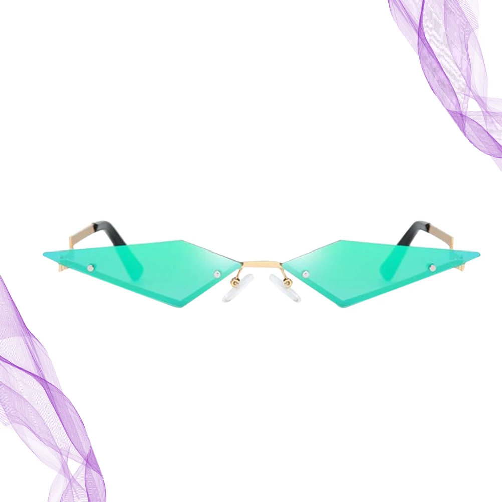 

Rimless Sunglasses Fashionable Lightweight Durable Unisex Eyewear For Outdoor Party Gold Frame Green C04