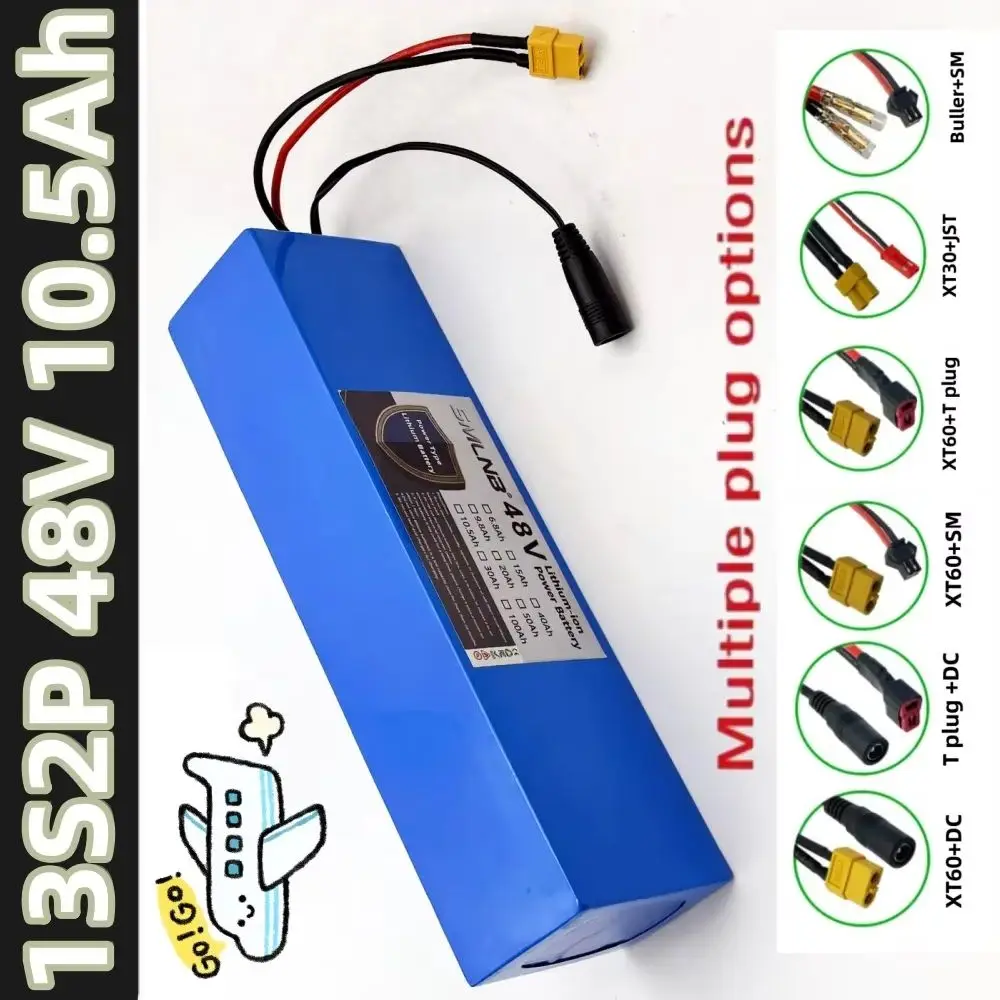 18650 lithium ion Battery ,13S2P 48V 10.5Ah For Electric Scooter M365 1000W with Built-In BMS XT60+DC /T+DC Plug Belttery