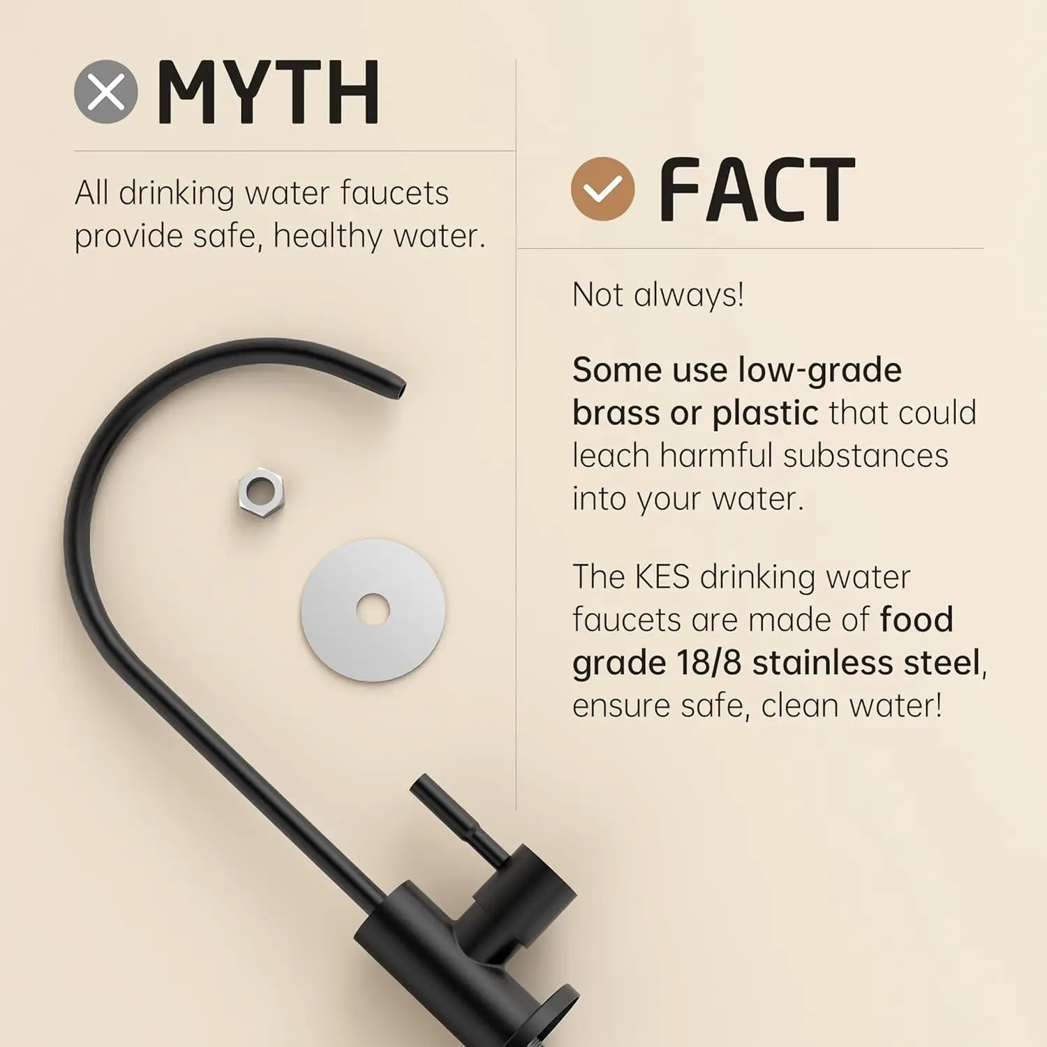 NSF認証済み逆浸透膜蛇口 ブラックRO鉛フリー浄水器蛇口 飲料水蛇口 キッチン蛇口 304ステンレス