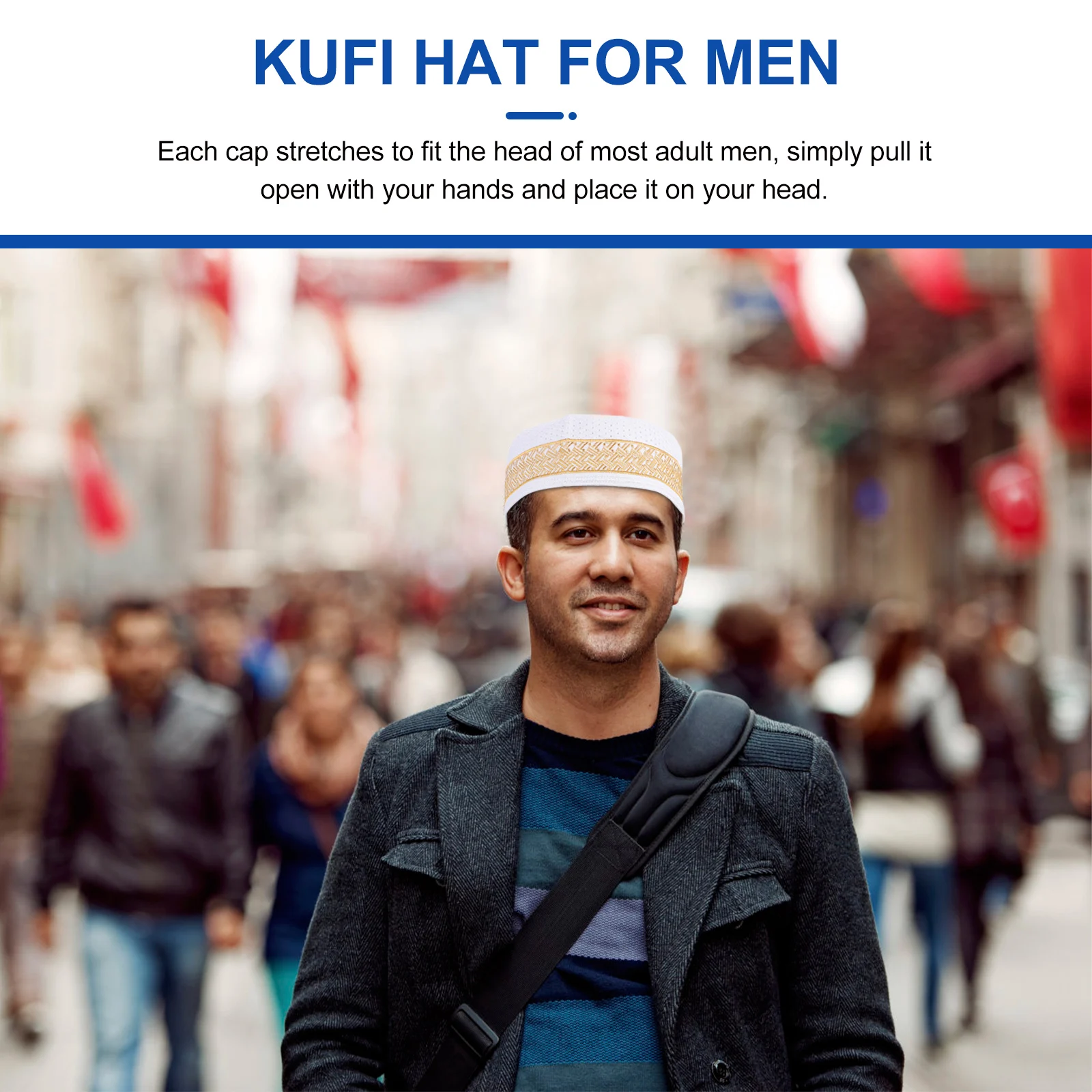

Muslim Prayer Hat Islamic Skull Caps Hat for Men Breathable UV Protection Worship Gifts Riding Style Embroidery Polyester