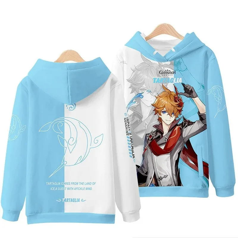 Gra Anime cosplay genshin wpływ tartaglia dziecko bluza z kapturem 3d bluza z kapturem damska i męska długi rękaw sweter unisex bluza z kapturem