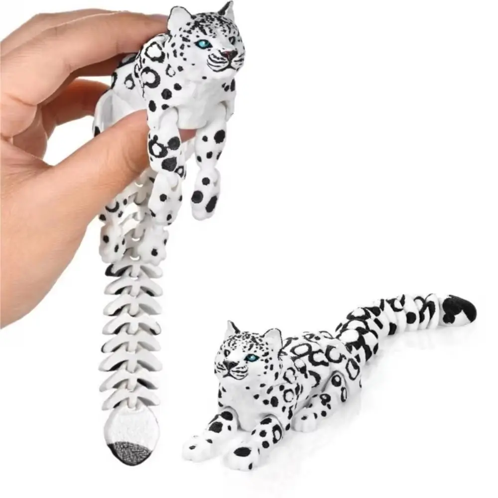 Creative 3D Printed Simulation Simulation Rotatable Snow Leopard Model Articulated Lifelike Movable Joints Animal Model