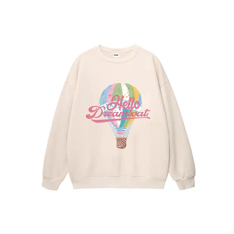 Hot Air Balloon Pattern Printed Crew Neck Sweatshirts 2025 New Retro Fashion Y2k Clothes