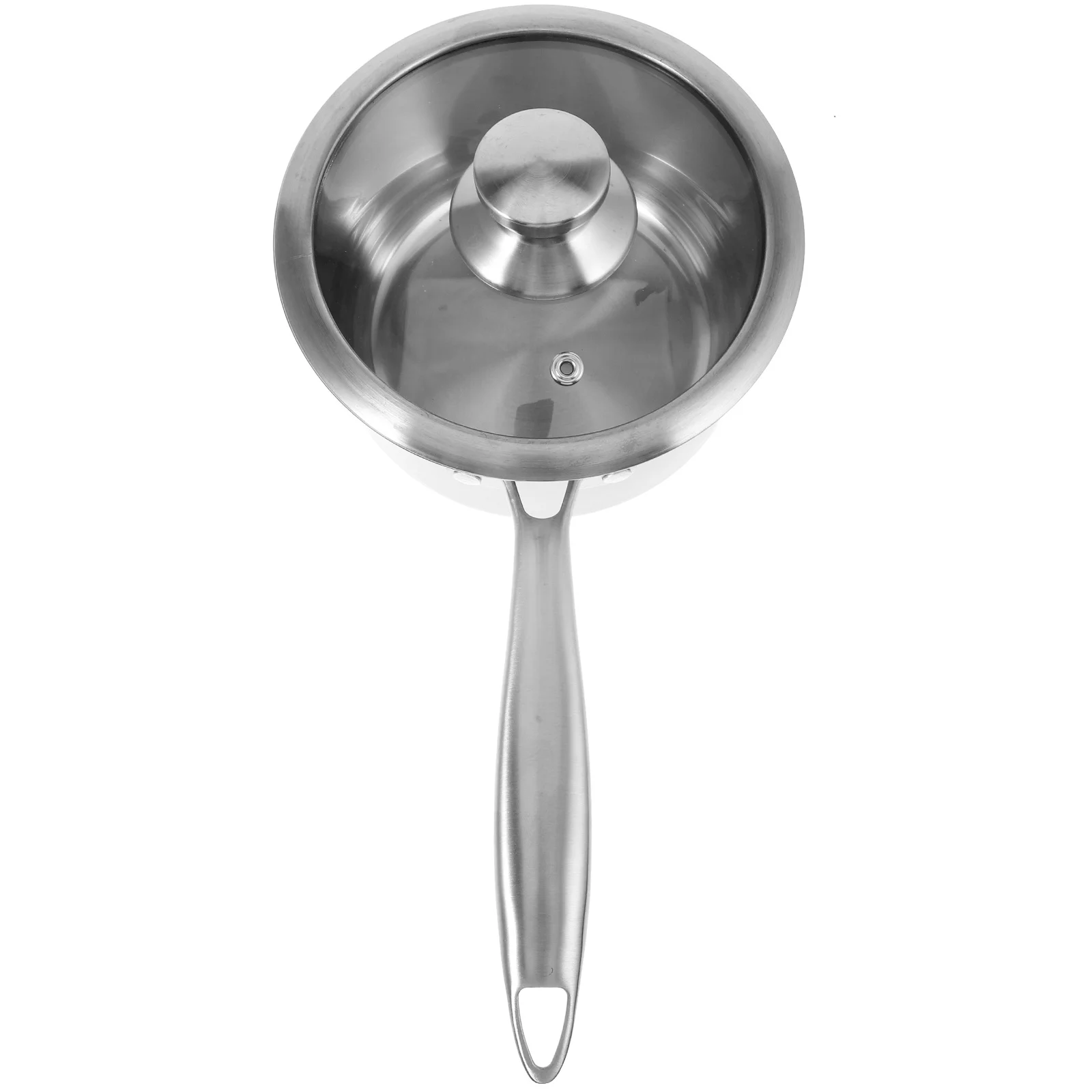 

Stainless Steel Milk Pot Small Thickened Stewing Saucepan Glass Lid Corrosion Resistant Reusable Even Heat Distribution