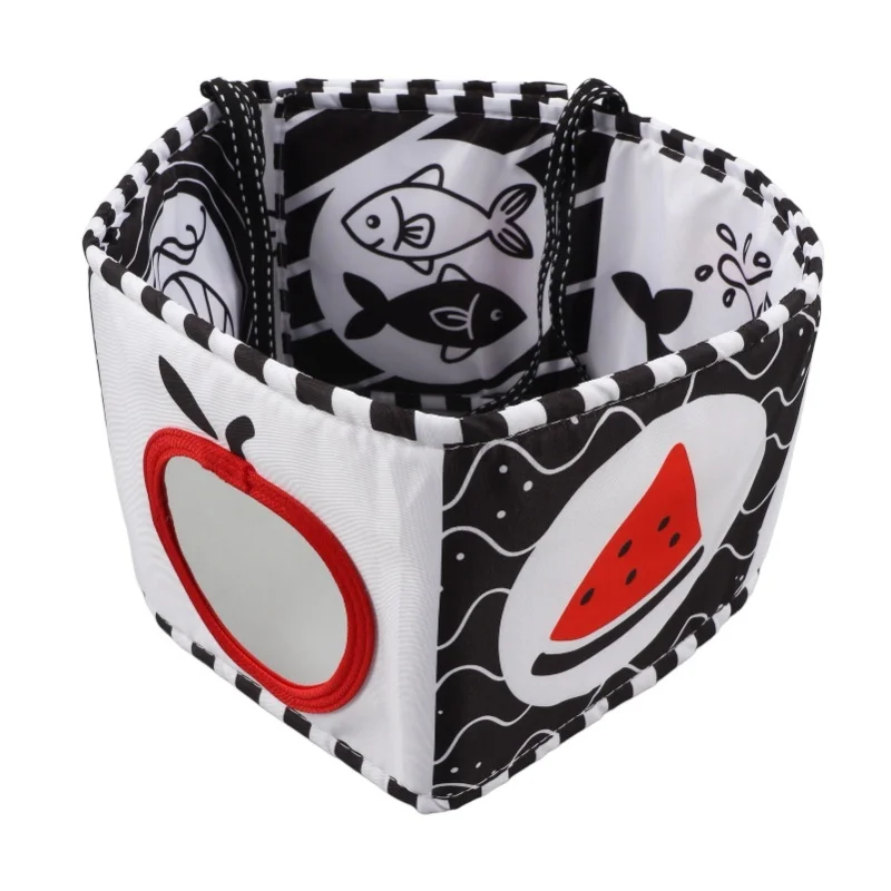 كتاب ناعم عالي التباين باللونين الأبيض والأسود، كتاب قماشي محمول للأطفال، لعبة تعليمية مبكرة، هدية عيد ميلاد، حشرة #4