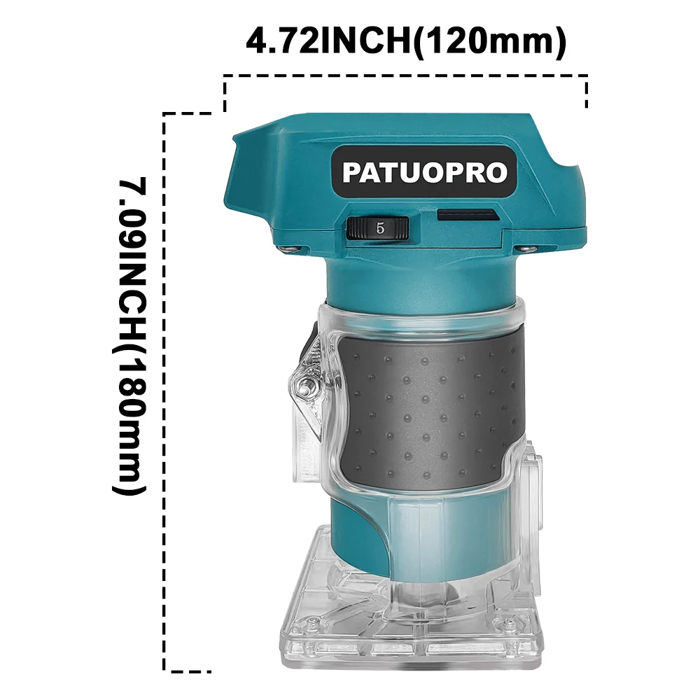 Brushless Electric Trimmer 5 Speed Adjustable Cordless Wood Router Milling Engraving Slotting Machine For Makita 18V Battery