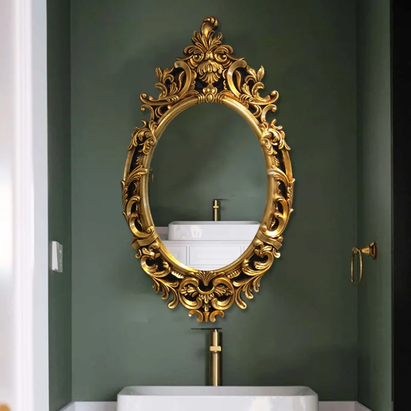 Golden Bathroom Makeup Decorative Mirror Wall Irregular Custom Decorative Mirror Aesthetic Deco Chambre Home Styling YX50DM