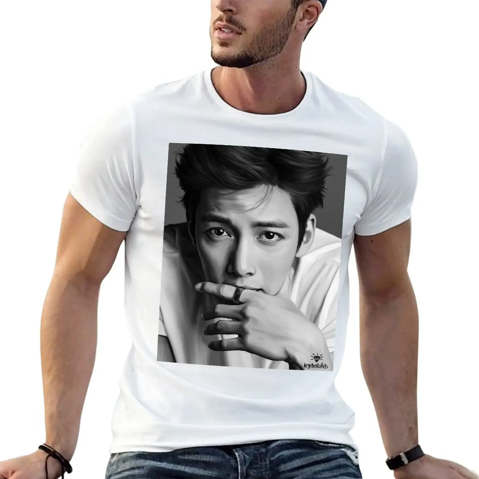 Super handsome Ji Chang Wook T-shirt boys animal print plus size tops customs design your own Short sleeve tee men