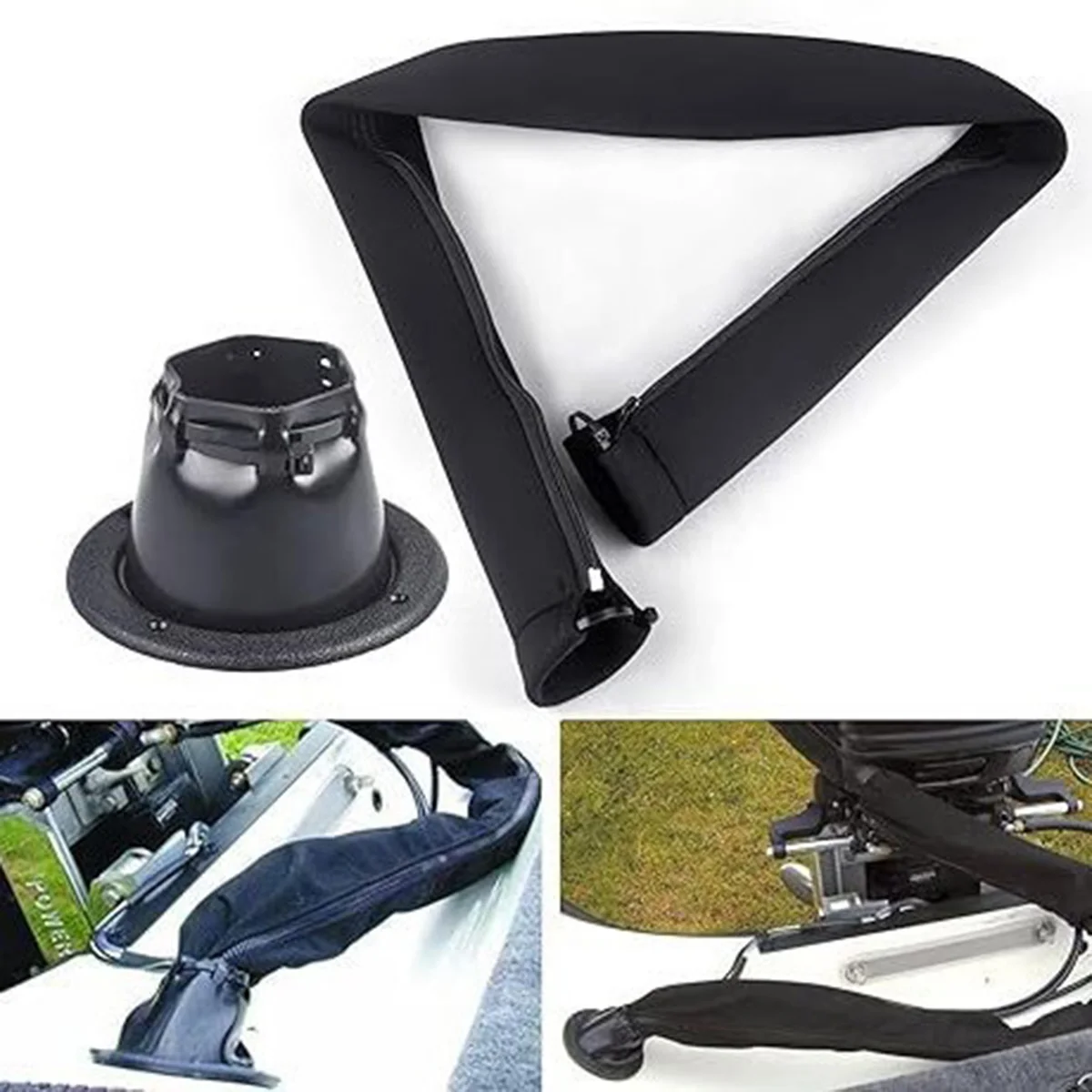 48 Inch Zippered Black Wire Loom Cover, Outboard Motor Wiring Harness Sleeve, Electric Trolling Motor Wire Protector for Boat Fi