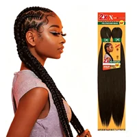 58 inch synthetic braid Soft Yaki Texture Hot Water Setting prestretched braid hair 2x braid for box braid and twists(1 pack, 2)