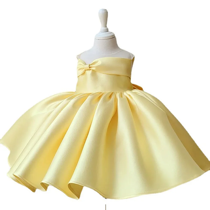 IYEAL Little Girl Princess Dress 2023 Summer Girls\' High end Candy Color Satin Ball Gown Baby\'s First Birthday Dress