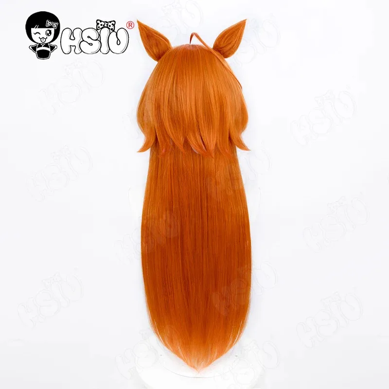 Peluca de Cosplay Orfevre HSIU 80CM naranja mezclado gris rubio pelo largo peluca sintética + gorro de peluca juego Umamusume Pretty Derby peluca cosplay