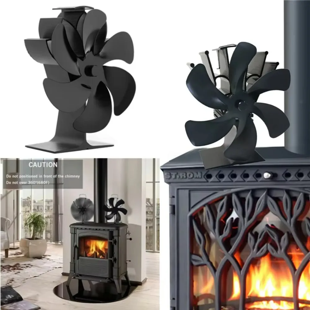 New Eco Friendly 6-Blade Fireplace Fan Home Efficient Circulation Stove Fan High-temperature Decoration Log Wood Burner Home